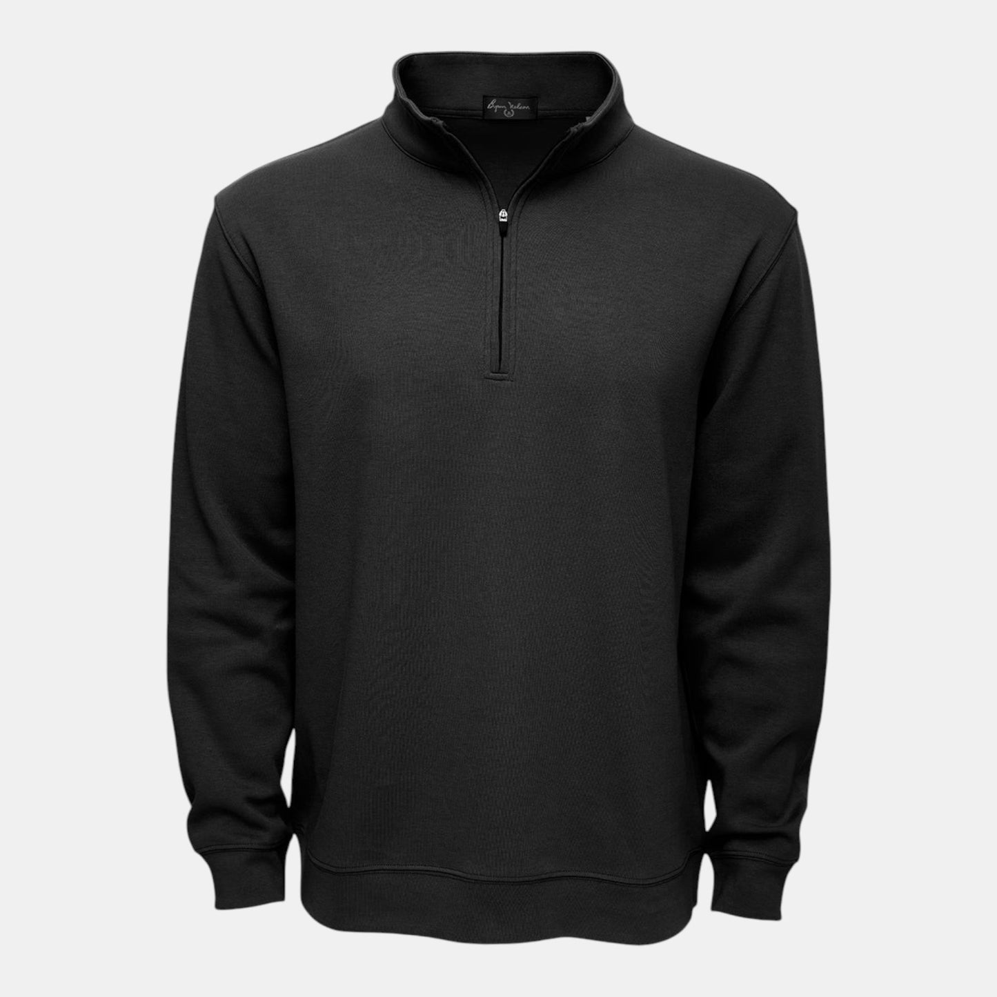 Byron Nelson black cotton-polyester blend quarter-zip pullover with a relaxed fit.