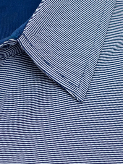 Byron Nelson Tampa Polo shirt in navy and white stripes, made from a breathable polyester-spandex blend.