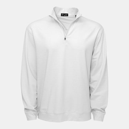 Byron Nelson white polyester-spandex quarter-zip pullover with stand collar and athletic fit.